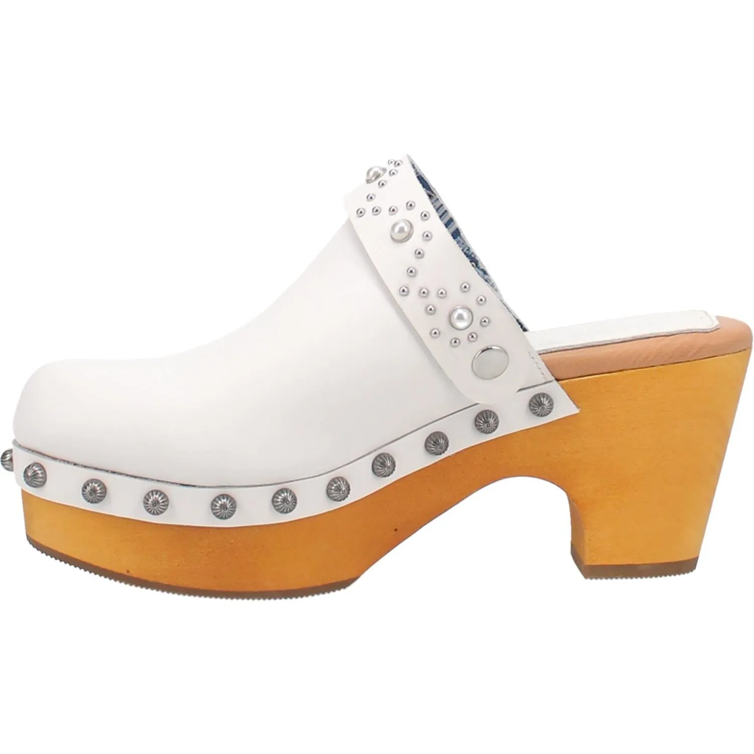 Online Exclusive | Dingo | Deadwood Leather Clog Heels in White **PREORDER