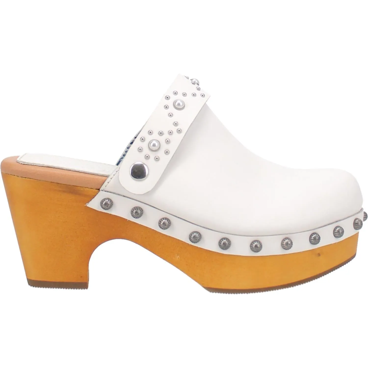 Online Exclusive | Dingo | Deadwood Leather Clog Heels in White **PREORDER